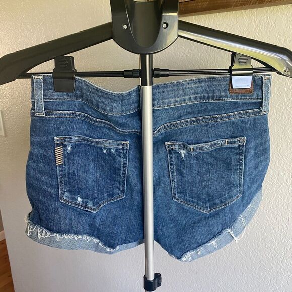 Paige Jimmy Jimmy Denim Jean Shortie Shorts Cuffed Medium Wash Womens Size 26 - Picture 2 of 5